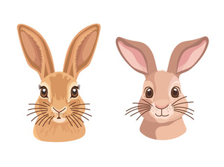 Cute face rabbit animal. Flat vector clipart, illustration with isolated background.