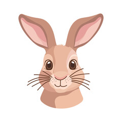 Cute face rabbit animal. Flat vector clipart, illustration with isolated background.