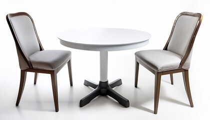 Obraz premium round white table with two chairs on a white background