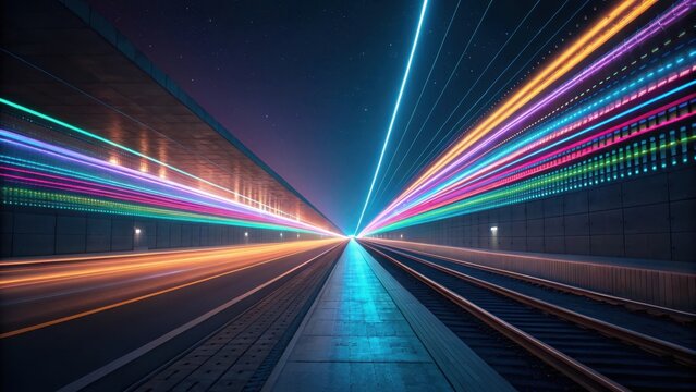 Glowing Light Perspective of Parallel Highway View