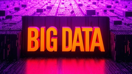 digital theme background featuring the neon orange text "BIG DATA"