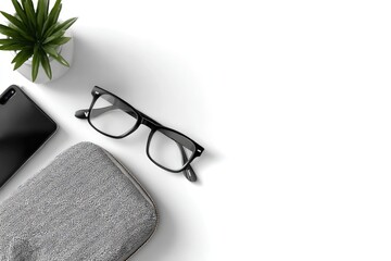 Flat lay of workspace items