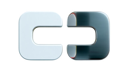 Obraz premium 3D Render of Metallic CShaped Elements White and Dark Grey