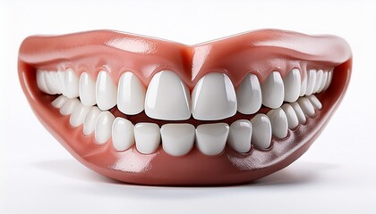 Obraz premium healthy teeth and gums showing proper dental hygiene on white background