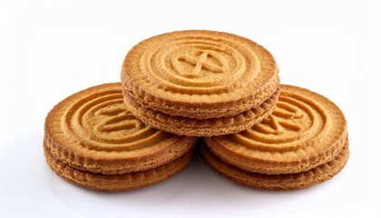 delicious isolated belgian speculoos cookies stacked on a clean white background