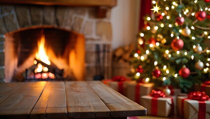 Cozy Christmas Fireplace and Tree Festive Holiday Scene