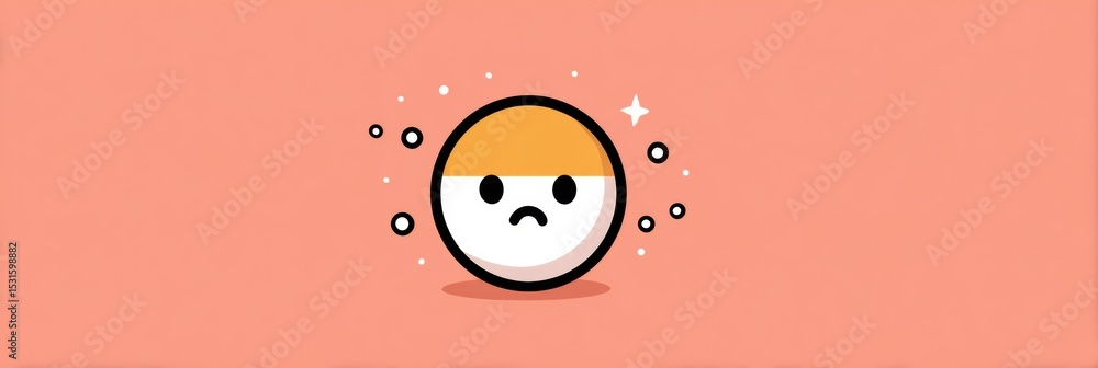 Poster website crash screen featuring frowning emoji on a clean background