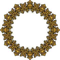 Elegant square gold frame with intricate baroque floral ornamentation on a white background, ideal for certificates, invitations, or decorative graphic design projects.