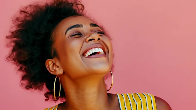 Radiant Smile: Capturing the vibrant spirit of a woman radiating happiness and joy, showcasing the beauty of a genuine smile against a soft, evocative backdrop.