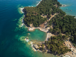 Phaselis Beach in Turkey - Drone View