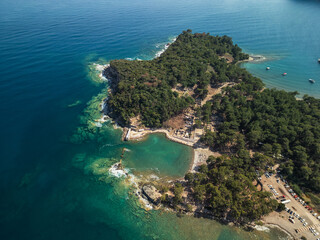 Phaselis ancient antique city - drone view