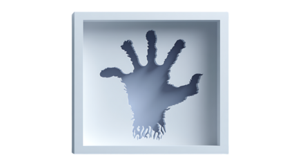 Artistic Shadow Hand Silhouette within a Framed Layered Design