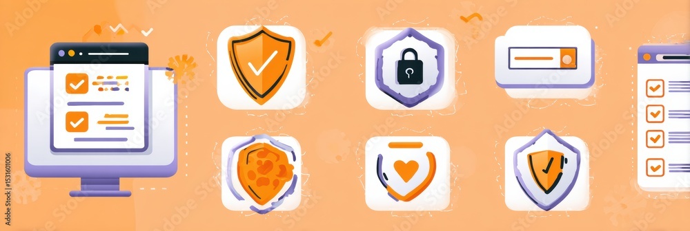 Leinwandbilder digital privacy best practices checklist featuring icons and graphics illustrating protections like 