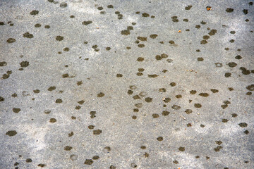 First raindrops on concrete ground outdoors