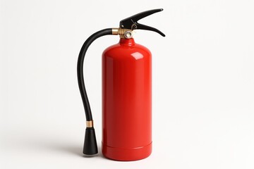 Red fire extinguisher standing on white background