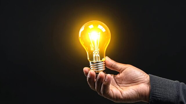 Illuminating Ideas: A Glowing Lightbulb Held in Hand