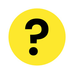 Question mark icon with a yellow circle. Isolated on transparent background. 