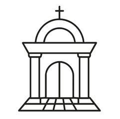 Greek architectural structure with dome and cross on base  