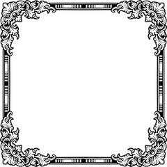 Elegant square gold frame with intricate baroque floral ornamentation on a white background, ideal for certificates, invitations, or decorative graphic design projects.