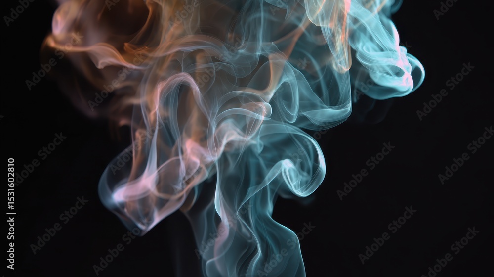 Poster mindfulness concept colorful smoke swirls against a dark background, creating an ethereal and abstra