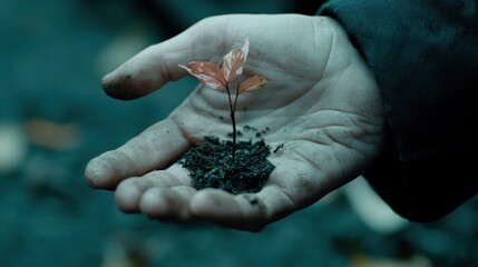 A small plant held in a hand