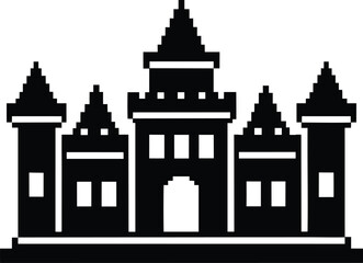 Pixel-style King's palace - castle silhouette, EPS JPEG PNG