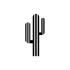 Modern black and white cactus design representing desert beauty in a minimalist style