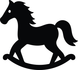 Wooden rocking horse silhouette vector - nursery toy outline, EPS JPEG PNG