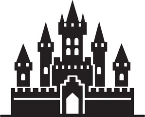 Obraz premium Medieval castle vector silhouette - gothic fortress outline, EPS JPEG PNG