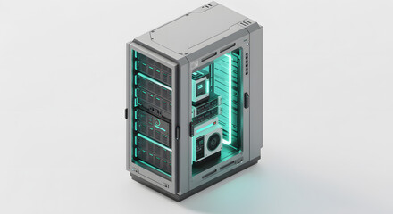 Modern Server Unit with Futuristic Cooling System
