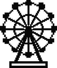 Pixel-style Ferris wheel vector - Retro carnival silhouette, EPS JPEG PNG
