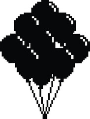 8-bit party balloons - Tethered pixel art set, EPS JPEG PNG for games & events
