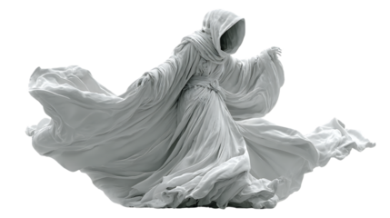Flowing Figure in a Hooded Robe Graceful Movement