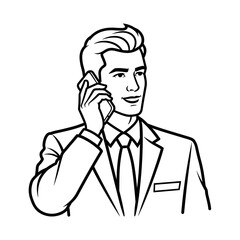 Businessman talking on the phone, showcasing professionalism and confidence in formal attire 