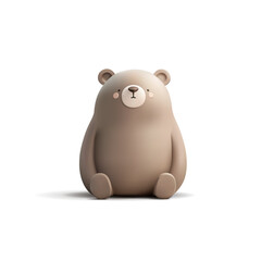 Cute brown bear character sitting, 3D. For childhood, celebration, fairy tale, and wildlife concepts. Teddy bear doll. Vector illustration.
