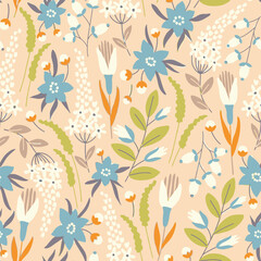 art vintage abstract small floral pattern pastel colors