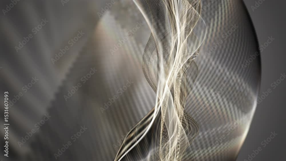Poster fantastic video animation with particle wave object in slow motion, 4096x2304 loop 4k