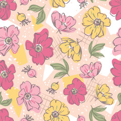 vintage abstract floral texture artwork pastel colors