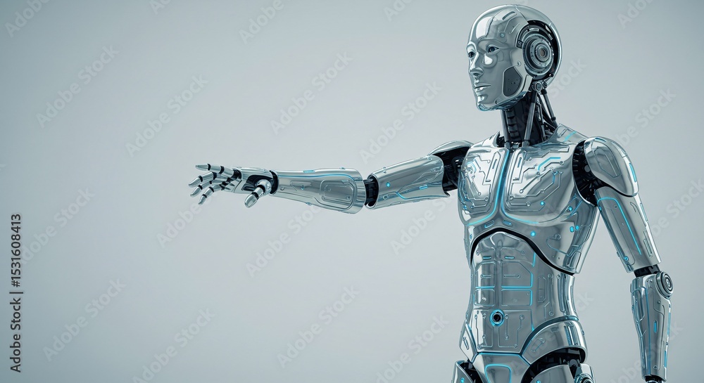 Poster advanced humanoid robot artificial intelligence and futuristic technology