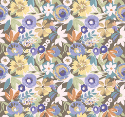 Art abstract floral pattern pastel colors