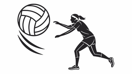 Fototapeta premium Volleyball Player Reaching for a Ball in Dynamic Silhouette