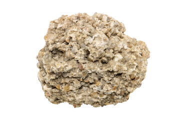 Close-up of conglomerate mineral, isolated on white background