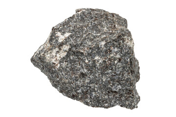Gabbro mineral close-up, isolated on white background