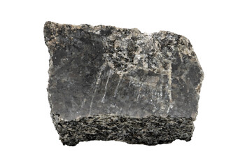 Gabbro mineral close-up, isolated on white background