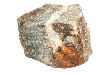 Gabbro mineral close-up, isolated on white background