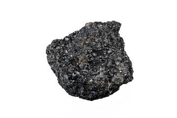 Close-up of hematite mineral, isolated on white background