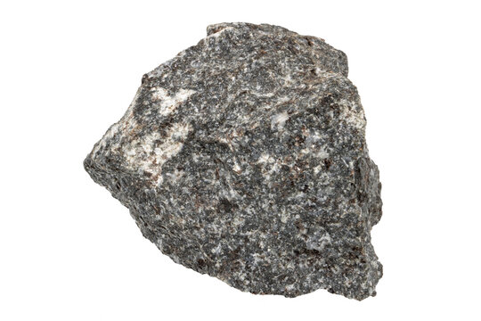 Gabbro mineral close-up, isolated on white background