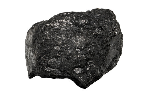 Close-up of graphite mineral, isolated on white background