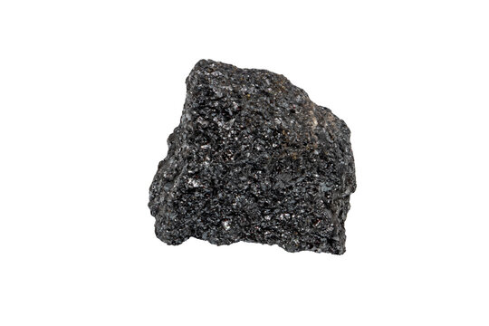 Close-up of hematite mineral, isolated on white background