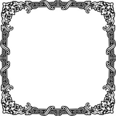 Elegant square gold frame with intricate baroque floral ornamentation on a white background, ideal for certificates, invitations, or decorative graphic design projects.